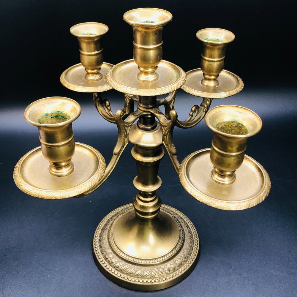 Vintage Large Brass Candelabra Art Nouveau Romantic  Moody Castlecore Luxe